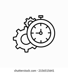Clock, gear icon. Simple line, outline vector elements of time management for ui and ux, website or mobile application