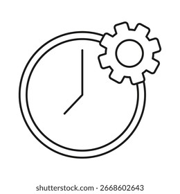 Icono del engranaje del reloj. Símbolo de gestión del tiempo. Ilustración de optimización de productividad. Elemento de eficacia de Vector.