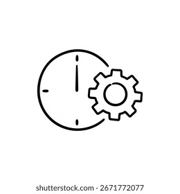 Clock with Gear Icon for Time Management and Efficiency