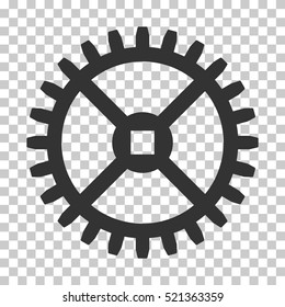 Clock Gear icon. Vector pictograph style is a flat symbol, gray color, chess transparent background. Designed for software and web interface toolbars and menus.