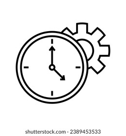 a clock and gear, illustration of time management icon vector