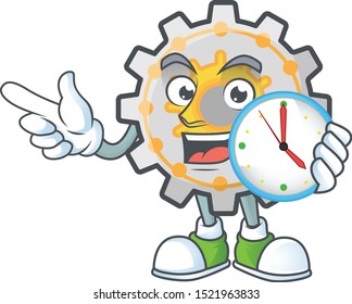 With clock gear machine cartoon character with mascot