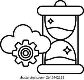 A clock with a gear on it and a cloud in the background - Powered by Shutterstock - Get 15% off with code: PIKWIZARD15