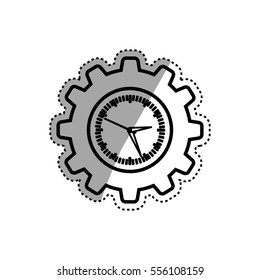 Clock with gear piece icon vector illustration graphic design