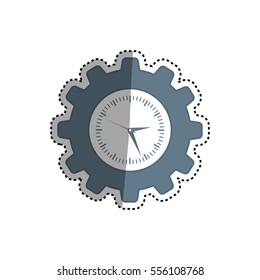 Clock with gear piece icon vector illustration graphic design