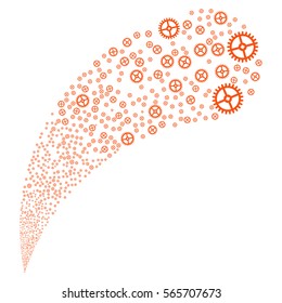 Clock Gear random source stream. Vector illustration style is flat orange iconic symbols on a white background. Object fountain combined from design elements.