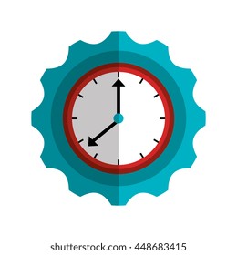 Clock with gear shape, isolated flat icon vector illustration.