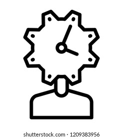 Clock with gear showing time management concept 