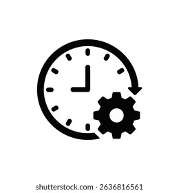 Clock with Gear Time Management Icon for Business