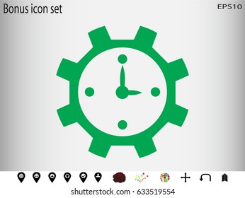 clock, gear, time, repair, icon, vector illustration eps10