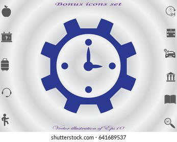clock, gear, time, repair, icon, vector illustration eps10