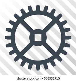 Clock Gear vector icon. Illustration style is flat iconic smooth blue symbol on a hatch transparent background.