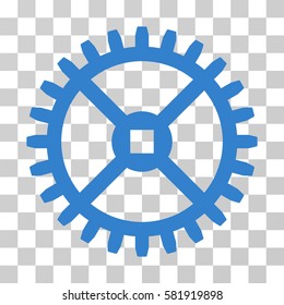 Clock Gear vector icon. Illustration style is a flat iconic cobalt symbol on a transparent background.