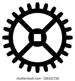 Clock Gear vector icon. Style is flat symbol, black color, rounded angles, white background.