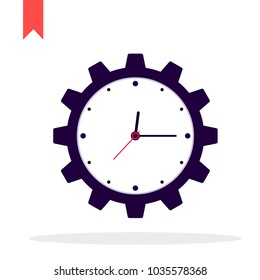 Clock gear vector icon. Time management. 