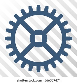Clock Gear vector pictograph. Illustration style is flat iconic blue symbol on a hatch transparent background.