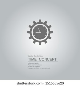Clock and gears. Isolated on grey background.