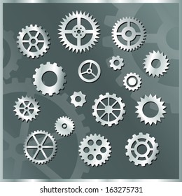 clock gears silver icons