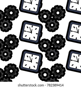 clock with gears time icon image 