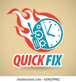 Clock, gears, tool, fireball. Repair of watches, watchmaker. Vector illustration.