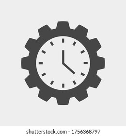 Clock in the gear-shaped case on the lite gray background