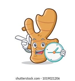 With clock ginger character cartoon style