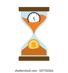 Clock Glass Sand Business Clock Money Vector Illustration Eps 10