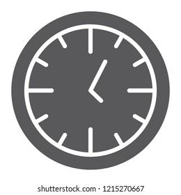 Clock glyph icon, time and dial, watch sign, vector graphics, a solid pattern on a white background, eps 10.
