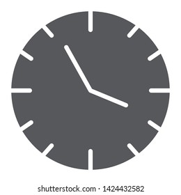 Clock glyph icon, time and hour, watch sign, vector graphics, a solid pattern on a white background, eps 10.