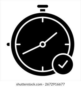 Clock Glyph Icon Vector Illustration