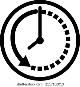 Clock Going Backwards On White Background. Clock Arrow Sign. Clock Symbol. Flat Style.