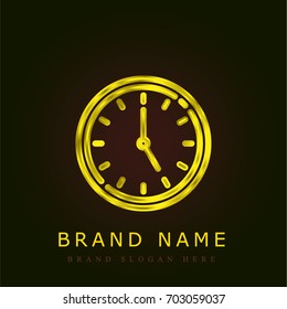 Clock golden metallic logo