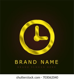 Clock golden metallic logo