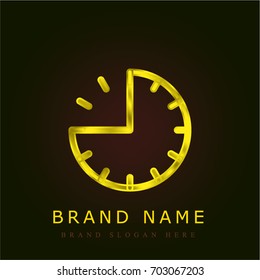 Clock golden metallic logo