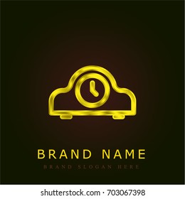 Clock golden metallic logo