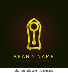 Clock golden metallic logo