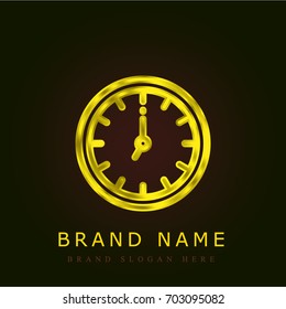 Clock golden metallic logo