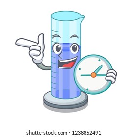With clock graduated cylinder icon in outline character