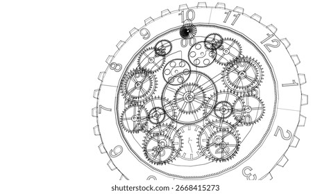 Ilustración 3D de símbolo gráfico de reloj	
