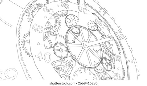 Ilustración 3D de símbolo gráfico de reloj	
