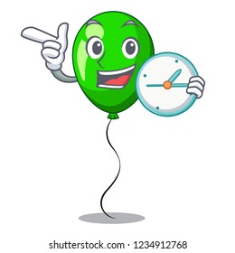 With clock green baloon on left corner mascot