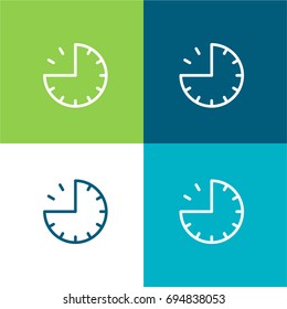 Clock green and blue material color minimal icon or logo design