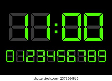 Clock green digital illumination. Vector illustration. EPS 10.