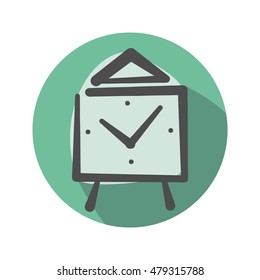 Clock green icon. Modern design and green background.