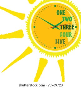 clock green illustration in sun on white