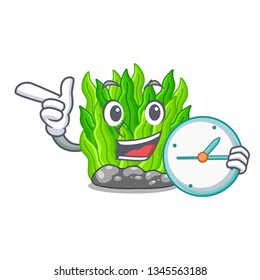 With clock green seaweed isolated with the character