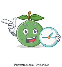 With clock guava character cartoon style