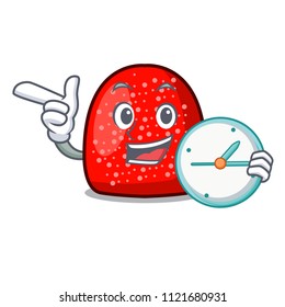 With clock gumdrop character cartoon style