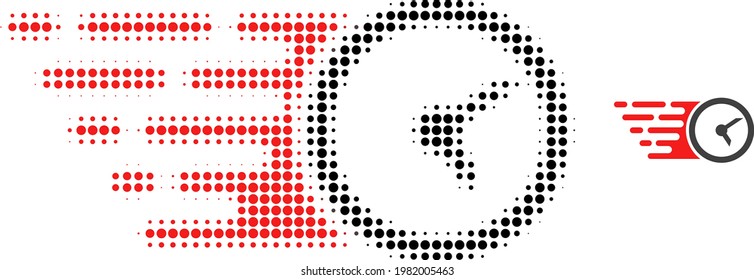Ilustración de icono de punto medio de tono de reloj. La matriz de semitono contiene elementos redondos. Ilustración vectorial del icono del reloj en un fondo blanco. abstracción plana para el símbolo de reloj.