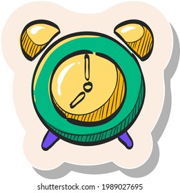 Clock hand drawn color sticker icon